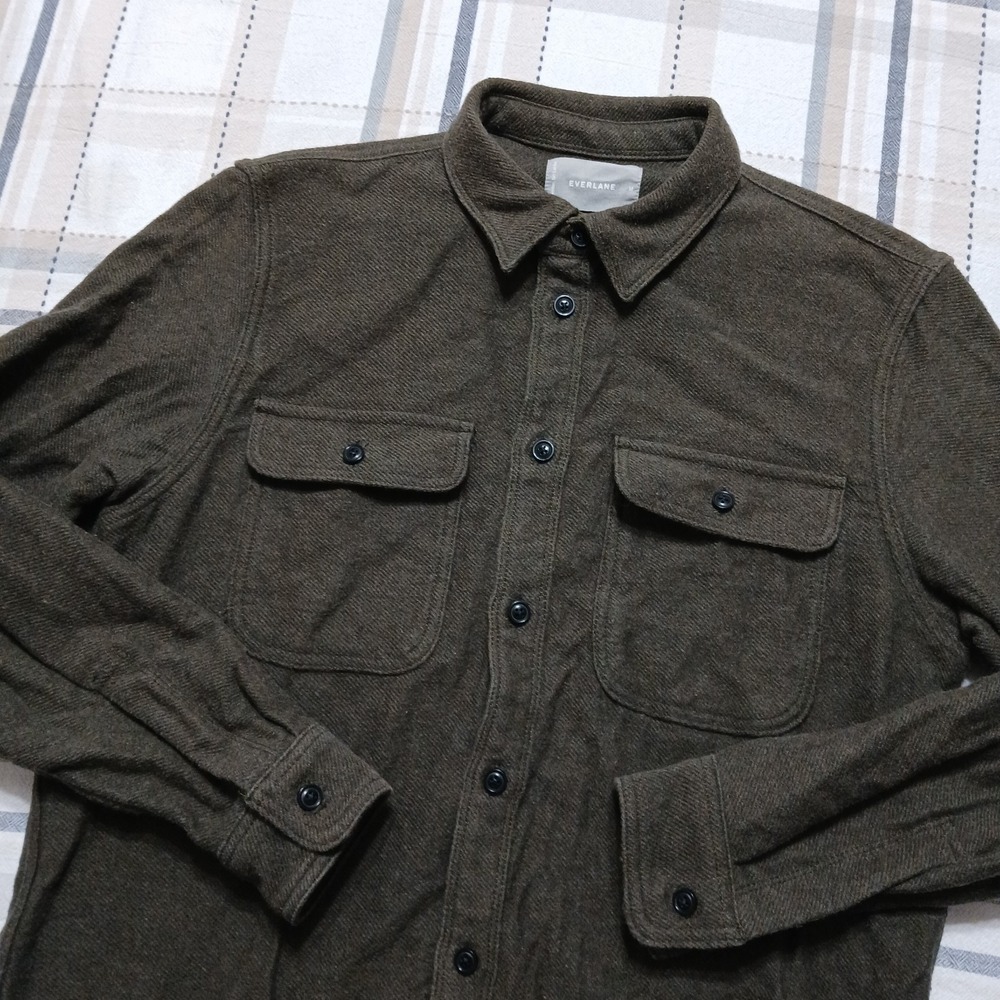 Everlane Mens The Heavyweight Oversized Shirt Jacket Utility Cotton Green Size M